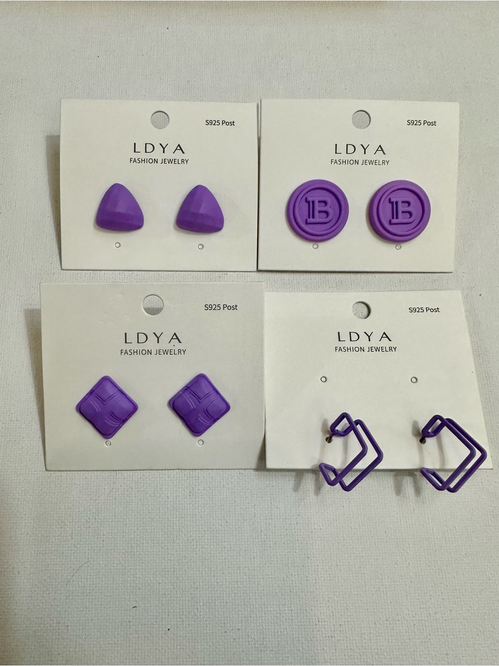 Purple Geometric Statement Earrings 4 Pair Bundle